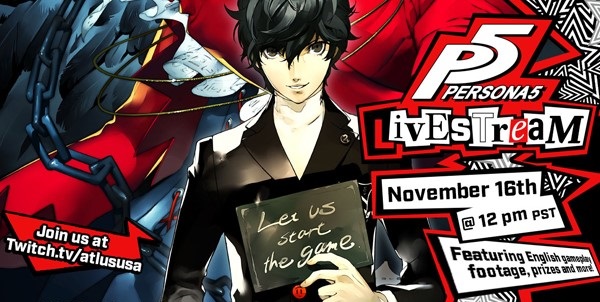 Persona 5 Live Stream Premiering First English Gameplay November 16