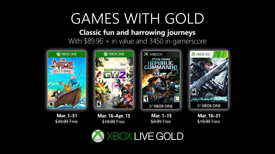 March 2019 Games With Gold Lineup Announced