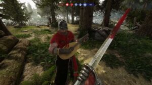 Man Plays Doom on a Lute Instrument in Medieval Melee Game, Mordhau