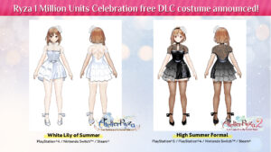 Atelier Ryza 1 and 2 “White Lily of Summer” and “High Summer Formal” Free Costume DLC Revealed