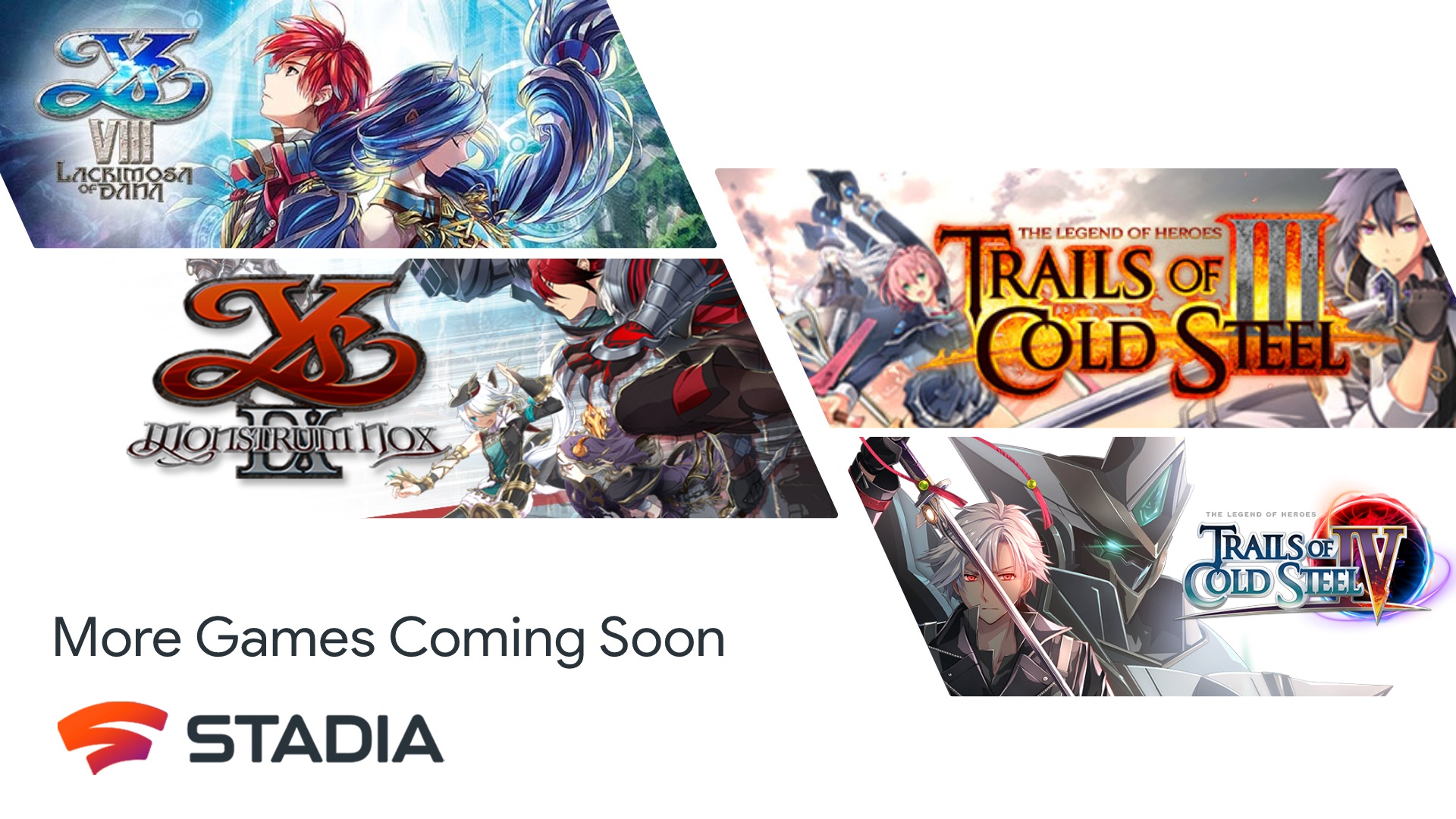Ys VIII, Ys IX, The Legend of Heroes: Trails of Cold Steel III and The Legend of Heroes: Trails of Cold Steel IV Coming to Stadia