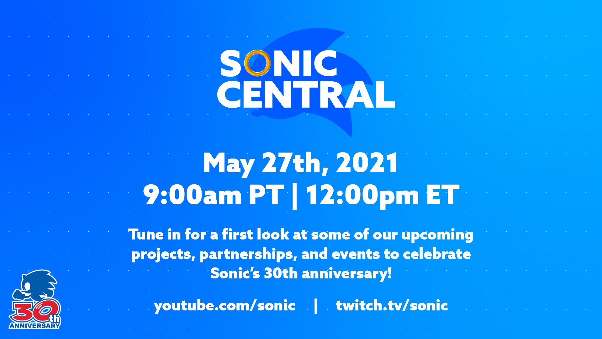 Sonic the Hedgehog 30th Anniversary Livestream Set for May 27
