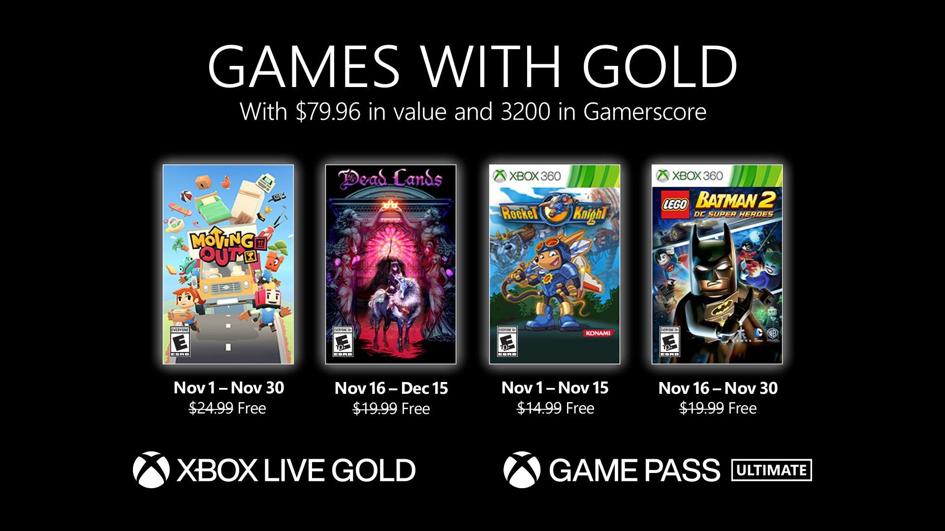 Games With Gold for November 2021 Lineup Announced