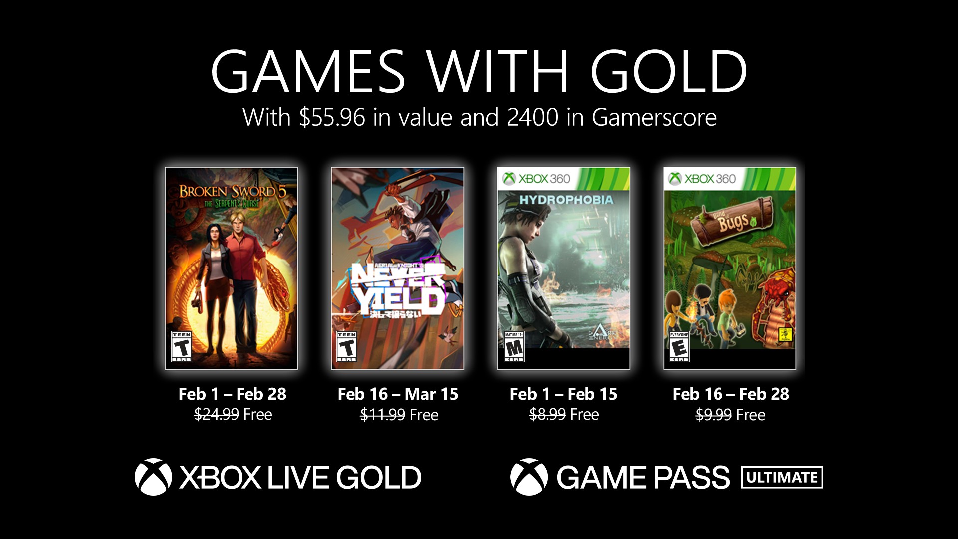Games With Gold February 2022 lineup confirmed