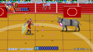 Bullfighter NEON has you fight bullet hell cyber bulls with your neon-muleta