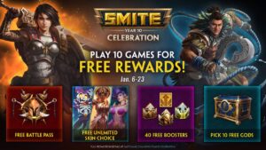 Smite celebrates beginning of year 10 with free battle pass, skins, and more