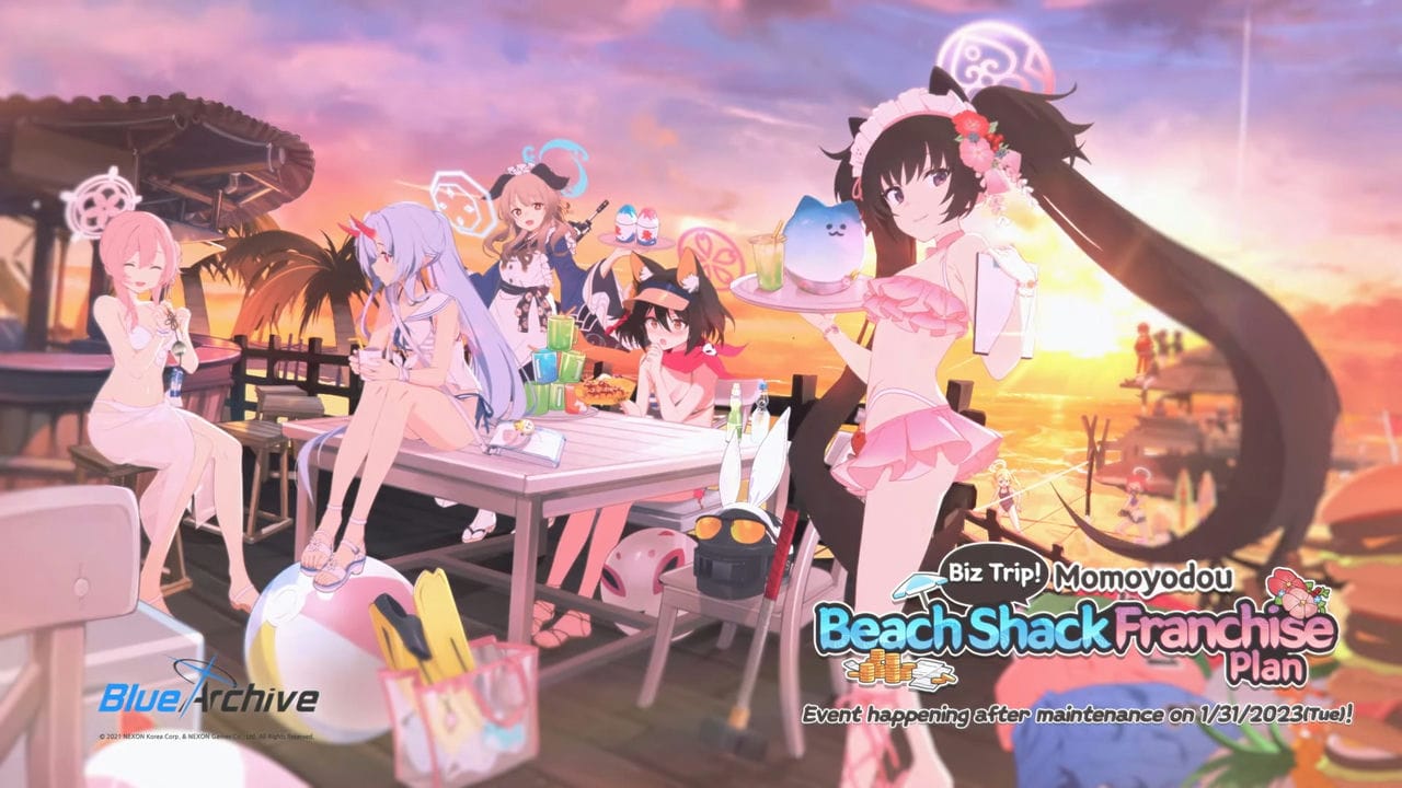 Blue Archive continues summer celebrations with Momoyodou Beach Shack Franchise Plan event