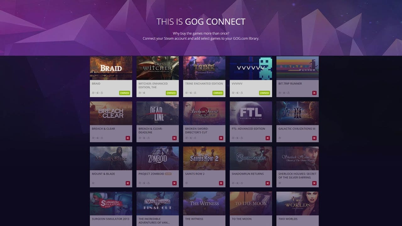 GOG quietly kills Steam-import service GOG Connect