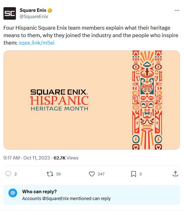 Square Enix celebrates “Hispanic Heritage Month”, limits comments